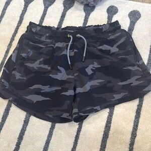 Athleta girl black camo shorts, gently used, non smoking home